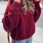 Fur-collar zip-up cardigan