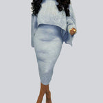 Women's Rib knit Sweater Skirt Two Piece Set Outifts Long Sleeve Turtleneck Sweaters and Tank Midi Dresses