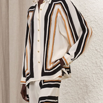 Long Sleeves Loose Plaid Striped Lapel Blouses&Shirts Tops