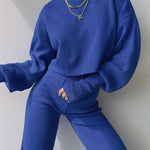 Women's Knitted Two Pieces Sets Turtleneck Cropped Sweater with High-waisted Flared Pants