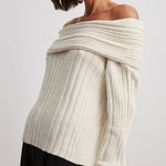 Nadorine Chic One Shoulder Wrapped Knitted Loose Sweater