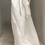 Women's Minimalist Cotton And Linen Blend V-neck Belted Sleeveless Maxi Dress
