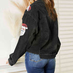 Nadorine Christmas Santa Sequin Raw Hem Jacket