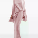 Batwing Sleeves Loose Solid Color Split-Joint Round-Neck Evening Dresses Maxi Dresses