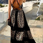 Cocktails At Sunset Backless Maxi Dress