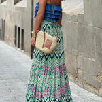 Bohemian paneled floral maxi skirt