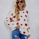Love Pattern Round Neck Knit Sweater