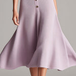 Quiet Luxury Lilac Ribbed Knit Flared Midi Dress