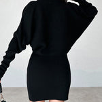 Nadorine Women's Casual Two Pieces Sets Turtleneck Sweater and Mini Skirt Suits