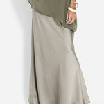 Silk Satin Mermaid Skirt Solid Color Smooth and Flowing Midi Length Skirts