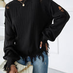 Nadorine Dropped Shoulder Torn Sweater for Women Casual Work Office Loose Fit 2026 | Under $25