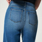 Seamed Front Wide Leg Jeans Elastic Waist Stretch Denim Flare Jeans