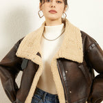 Loose Thick Lapel Velvet Imitation Leather Jacket Coat