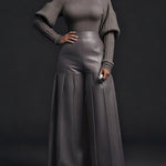 High Waisted Elasticity Pleated Pockets Solid Color Zipper Wide Leg Pants