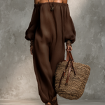 Women's Minimalist Linen Blend Strapless Long-sleeved Jumpsuit