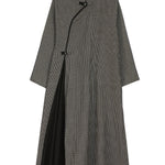 Artistic Retro Plaid Stand Collar Long Cheongsams Dress