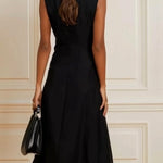 Loose Sleeveless Asymmetric Split-Joint High Neck Midi Dresses