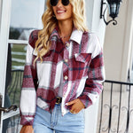 Nadorine Cropped Shacket Button Down Plaid Jackets Coats