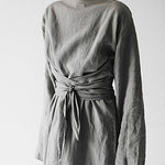 Tie Belt Long Sleeve Maxi Dress