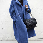 Loose Lamb-wool Coat Teddy Fur Lapel Mid-length Plush Coat