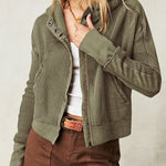 Long Sleeve Loose Slouchy Zip Hoodie Jacket