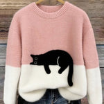 Aileen™ | Elegant Cat Print Oversized Sweater