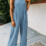 On Bali Time Cotton Blend Lightweight Wide Leg Jumpsuit