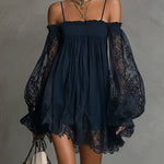 Noemi™ | Navy Lace Chiffon Mini Dress