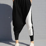 Contrast Color Splicing Harem Pants