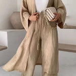 Fashion Long Slit Cardigan Casual Two-Piece Set