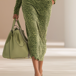 Sports Retro Leopard Print Stand Collar Velvet Top + Skirt Set