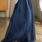 Casual Solid Color Chiffon Column Wide Leg Pants&Skirt