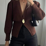 Women's V-neck Button Knitted Cardigan