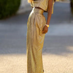 Stylish High Waisted Skirt & Top Two Pieces Set