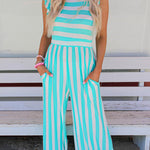 Striped crew neck sleeveless tracksuit