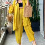 Nadorine Women's Casual Comfort Set Loose Cardigan Top & High-Waist Wide-Leg Pants with Pockets