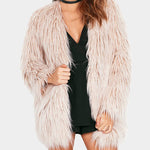 Women's Long Sleeve Fluffy Faux Fur Warm Coat