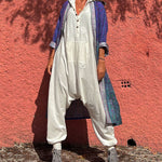 Hooded Button Down Trousers Baggy Trousers Jumpsuit Overalls