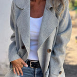 Solid Color Lapel Long Sleeve Button Casual Jacket