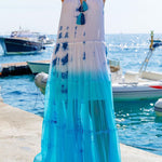 Island Evenings Gradient Print Tassel Halter Maxi Dress