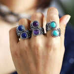 Natural Amethyst Silver-Plated Ring