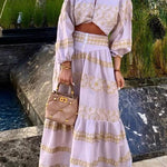 Mustard yellow printed horizontal skirt