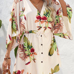 Lace-up Plants Print Yellow One-piece Romper