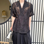 Hollow Floral Strap Vintage Shirt