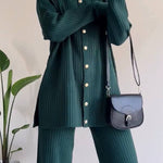 Casual Striped Jacquard Knitted Two-pieces Set