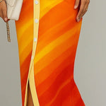 Bodycon Sleeveless Buttoned Contrast Color Notched Collar Maxi Dresses