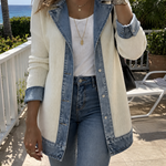 Molly | Relaxed Denim & Rib-Knit Jacket