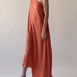 Loose Asymmetric Solid Color One-Shoulder Maxi Dresses