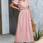 Two Piece Outfits Casual Lounge Sets Ruffle Sleeve Crop Tops and Long Skirts Suits