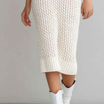 Quiet Luxury Cream Textured Knit Polo Midi Dress